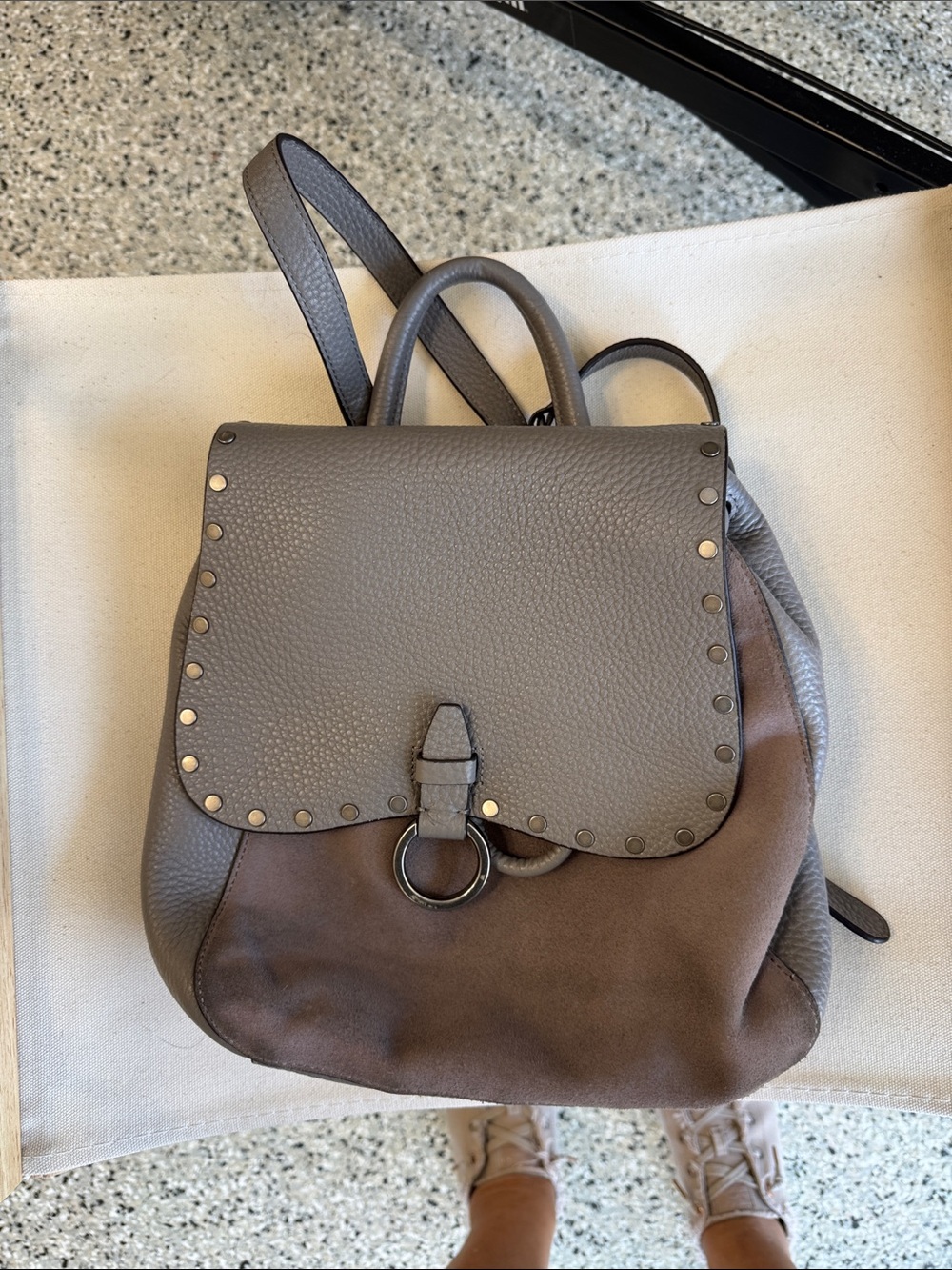 Rebecca Minkoff Leather Two-Tone Grey & Brown Backpack